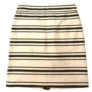 2/$30 J. Crew - Cream & Gold Striped Pencil Skirt Size 6 | Classic Work Skirt